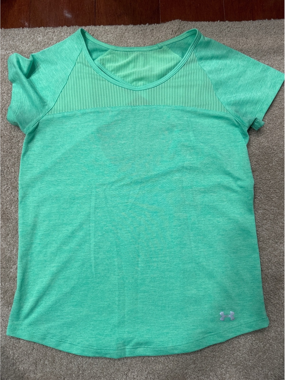 (3)Under Armour Women's Light Green Activewear T-Shirt with Mesh Detail